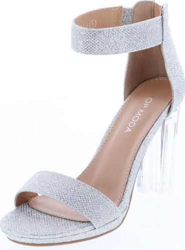 Top Moda Womens Davita-1 Transparent Lucite Metallic Party Dress High Heels Shoes