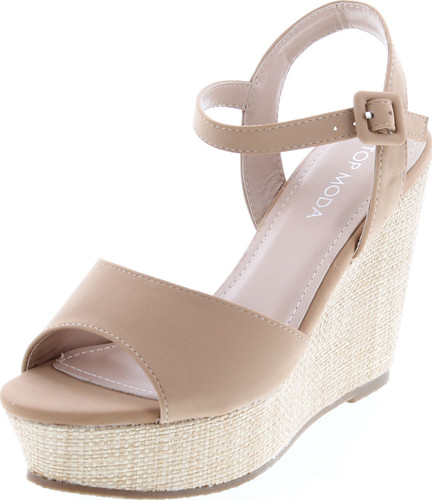 Top Moda Womens Richie-1 Wedge Ankle Strap Sandals