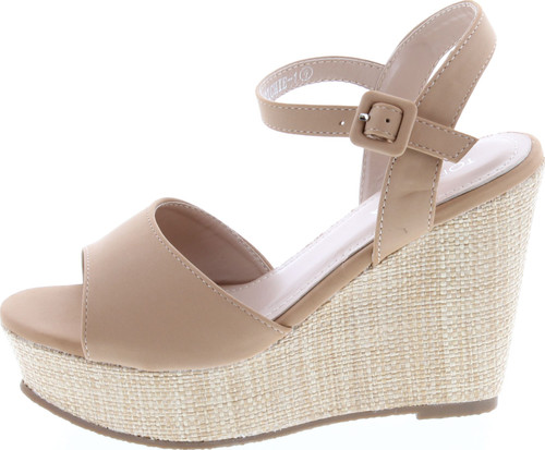 Top Moda Womens Richie-1 Wedge Ankle Strap Sandals