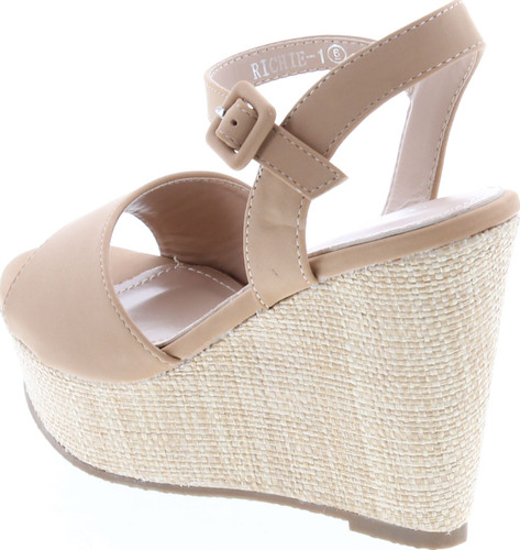 Top Moda Womens Richie-1 Wedge Ankle Strap Sandals