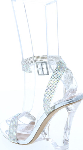 Bella Marie Womens Velna-1 Fashion Transparent Lucite Wedge Dress Shoes
