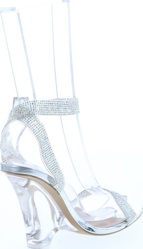 Bella Marie Womens Velna-1 Fashion Transparent Lucite Wedge Dress Shoes