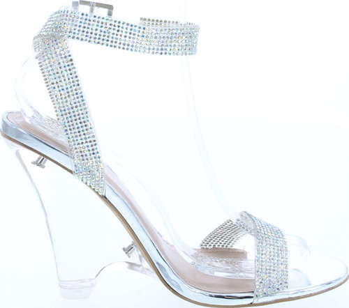 Bella Marie Womens Velna-1 Fashion Transparent Lucite Wedge Dress Shoes