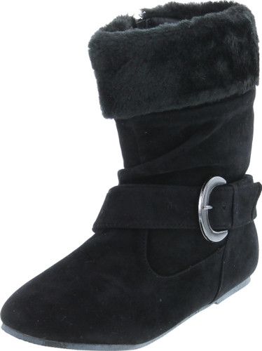 Static Footwear Girls Fashion Faux Suede Fur Cuff Boots