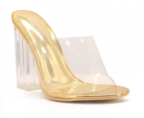 Cape Robbin Shoes Fusion Translucent Block High-Heel Mule Open Toe Sandal