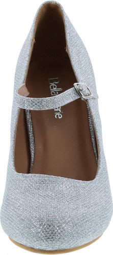 Bella Marie Helena-13 Women's Almond Toe Low Heel Mary Jane Glitter Or Suede Pumps