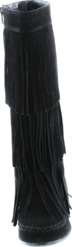 Refresh Jolin-02 Women's Fringe Moccasin Flat Heel Zipper Under Knee High Boots