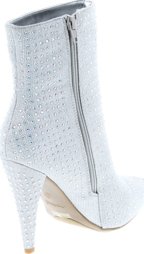 Anne Michelle Women's Embellished Shimmery Pointy Toe Bootie