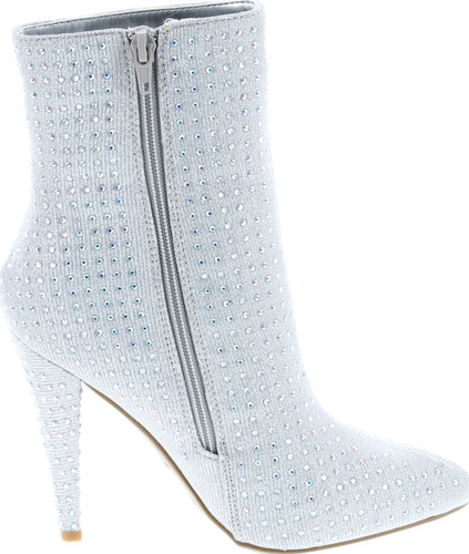 Anne Michelle Women's Embellished Shimmery Pointy Toe Bootie
