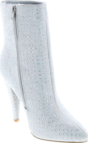 Anne Michelle Women's Embellished Shimmery Pointy Toe Bootie