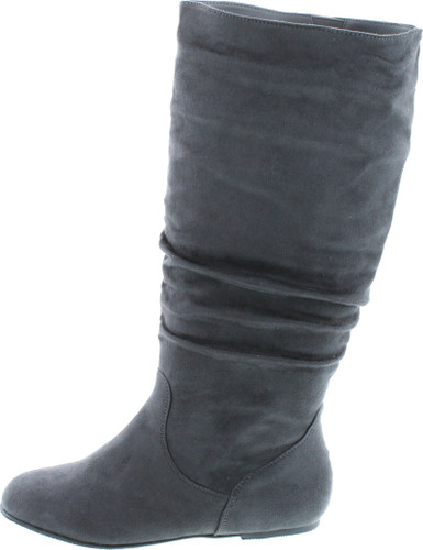 Top Moda Data-1 Women's Shoes Cute & Comfort Round Toe Flat Heel Slouchy Mid Calf Boot