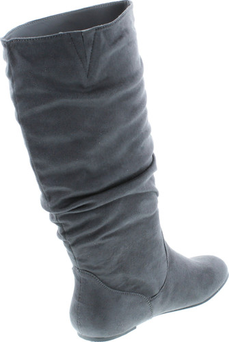 Top Moda Data-1 Women's Shoes Cute & Comfort Round Toe Flat Heel Slouchy Mid Calf Boot
