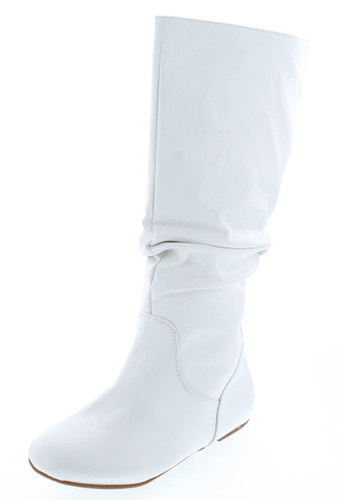 Top Moda Data-1 Women's Shoes Cute & Comfort Round Toe Flat Heel Slouchy Mid Calf Boot