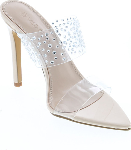 Static Footwear Womens Clear Strappy Dress Sandals With Crystal