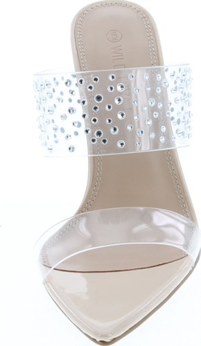Static Footwear Womens Clear Strappy Dress Sandals With Crystal