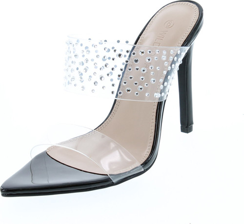 Static Footwear Womens Clear Strappy Dress Sandals With Crystal