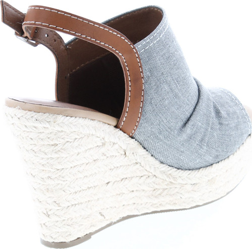 Soda Jafari Women's Open Toe Ruched Canvas Espadrille Platform Wedge