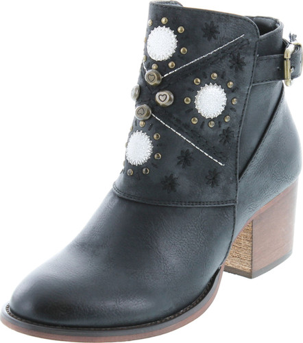 Gc Shoes Austin Western Ankle Boots Zip Up Metal Studded Stacked Heel Boot