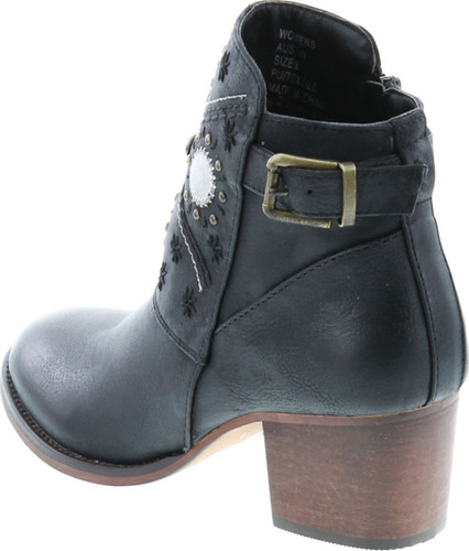 Gc Shoes Austin Western Ankle Boots Zip Up Metal Studded Stacked Heel Boot