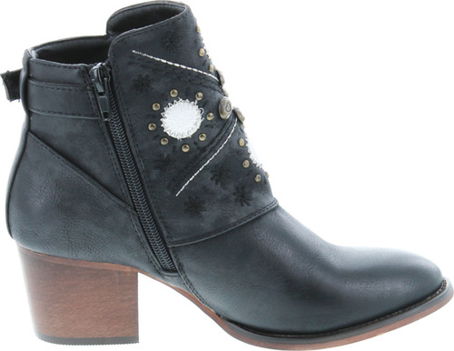 Gc Shoes Austin Western Ankle Boots Zip Up Metal Studded Stacked Heel Boot