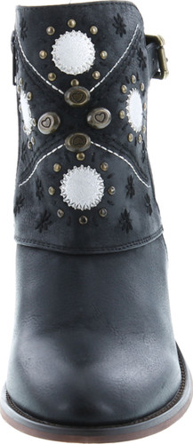 Gc Shoes Austin Western Ankle Boots Zip Up Metal Studded Stacked Heel Boot