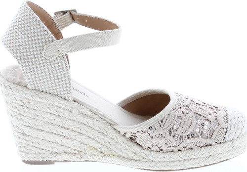 City Classified Queena Espadrille Platform Wedge D’Orsay Pump W Sling Back & Elastic Strap