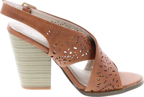 Nature Breeze Webber-04 Women's Leatherette Block Chunky Heel Open Toe Caged Ankle Booties Sandals