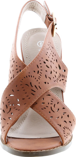 Nature Breeze Webber-04 Women's Leatherette Block Chunky Heel Open Toe Caged Ankle Booties Sandals