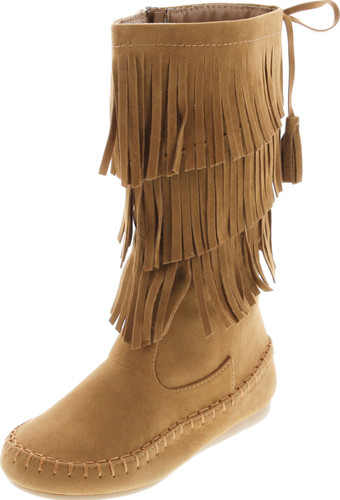 Link Candice-16K Girls Mid Calf 3 Layer Fringe Boots
