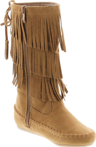 Link Candice-16K Girls Mid Calf 3 Layer Fringe Boots