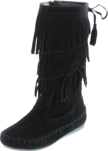Link Candice-16K Girls Mid Calf 3 Layer Fringe Boots