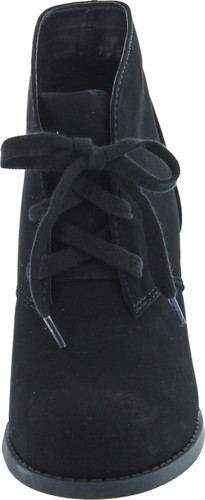 Delicious By Soda Women's Ripley Sueded Lace Up Chunky Stacked Heel Ankle Bootie