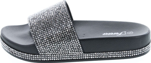 Forever Link Viste-07 Rhinestone Glitter Slide Slip On Flatform Footbed Sandal Slippers