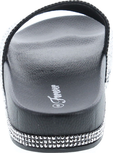 Forever Link Viste-07 Rhinestone Glitter Slide Slip On Flatform Footbed Sandal Slippers