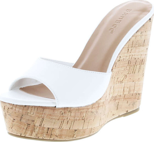 Bamboo Women's Clear Band Platform Wedge Slide