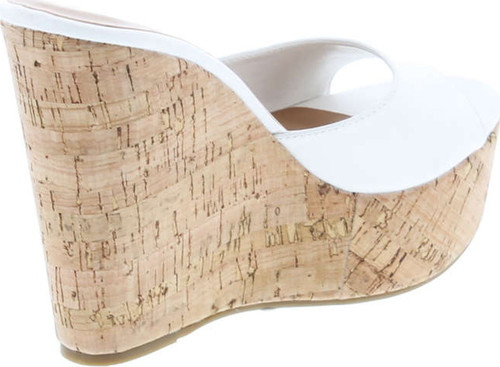 Bamboo Women's Clear Band Platform Wedge Slide