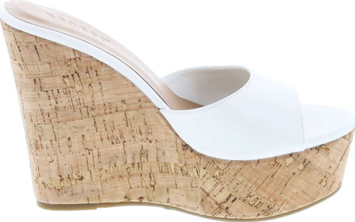Bamboo Women's Clear Band Platform Wedge Slide