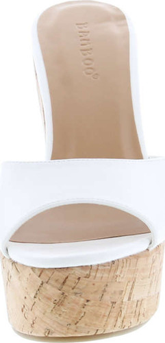 Bamboo Women's Clear Band Platform Wedge Slide