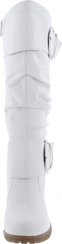 Top Moda Womens Pure-65 Mid Calf Round Toe Slouched Wedge Heel Boots