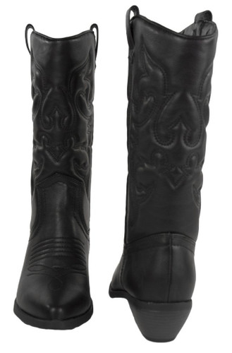 Soda Reno Women Western Cowboy Pointed Toe Knee High Pull On Tabs Boots