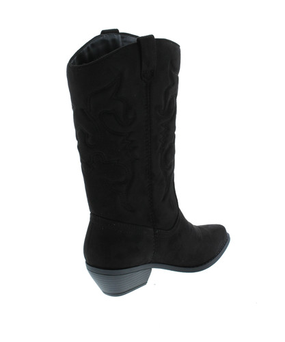 Soda Reno Women Western Cowboy Pointed Toe Knee High Pull On Tabs Boots