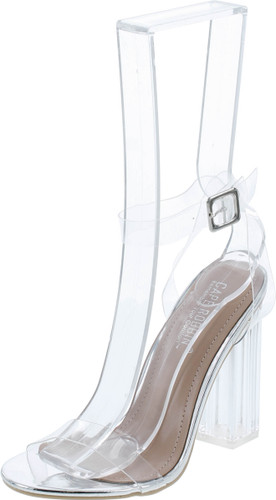 Cape Robbin Maria-2 Clear Chunky Block High Heels For Women