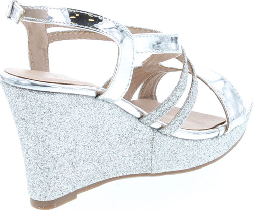 Forever Happy-09 Women's Glitter Strappy Wrapped Wedge Heel Platform Sandals