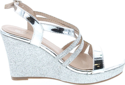 Forever Happy-09 Women's Glitter Strappy Wrapped Wedge Heel Platform Sandals