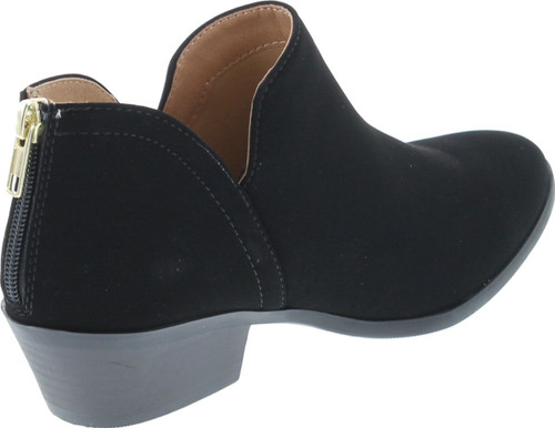 Soda Mafic Women's Almond Toe Faux Suede V Side Western Stacked Block Mid Heel Ankle Boot