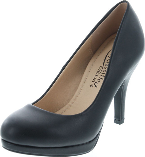 Women's Classic Dress Pump W Extra Cushioned In Sole Round Toe & Platform