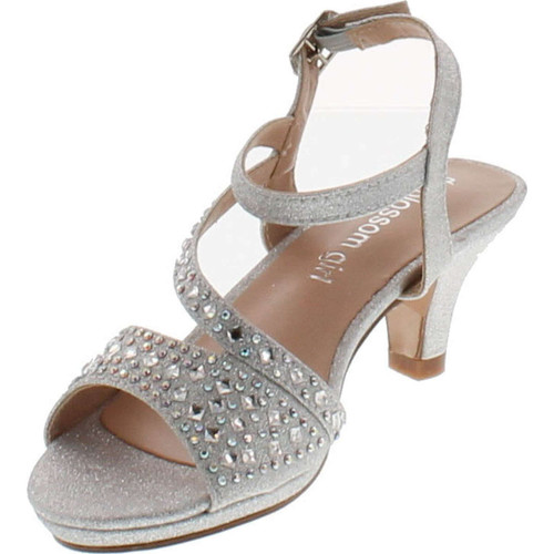 De Blossom Girls K-Stella-2 Stunning Strappy Dress Heel Metallic Party Shoes