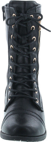 Forever Women's Mango-71 Faux Leather Military Style Ankle Boots Thick Sole Buckles