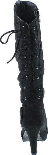 Top Moda Womens Page-65 Knee High Round Toe Lace-Up Slouched High Heel Boots