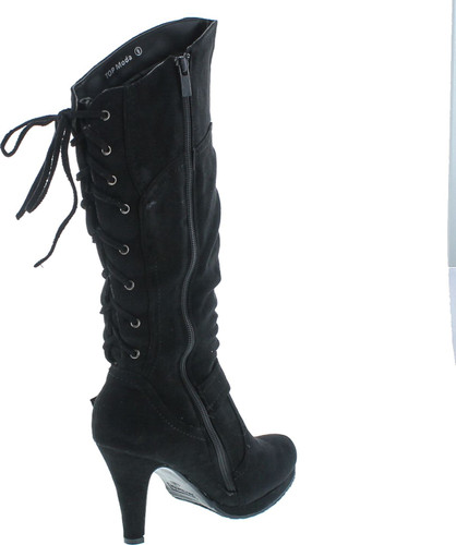 Top Moda Page-65 Women's Knee Lace-Up High Heel Boots